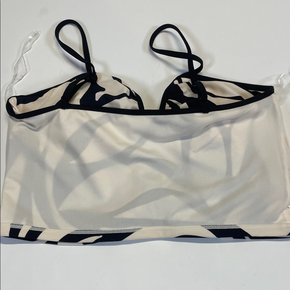 Sanctuary Zebra Print Bikini Top Womens Size L Black Cream - Picture 5 of 5